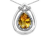Tommaso Design™ Pear Shape 8x6mm Genuine Citrine and Diamond Pendant