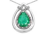 Tommaso Design™ Pear Shape 8x6mm Genuine Emerald and Diamond Pendant