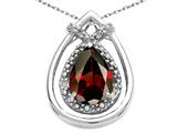 Tommaso Design™ Pear Shape 8x6mm Genuine Garnet and Diamond Pendant