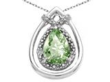 Tommaso Design™ Pear Shape 8x6mm Genuine Green Amethyst and Diamond Pendant