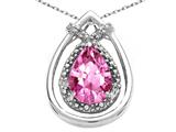 Tommaso Design™ Pear Shape 8x6mm Created Pink Sapphire and Diamond Pendant
