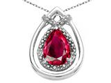 Tommaso Design™ Pear Shape 8x6mm Created Ruby and Diamond Pendant