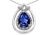 Tommaso Design™ Pear Shape 8x6mm Created Sapphire and Diamond Pendant
