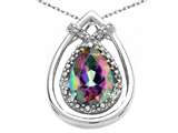 Tommaso Design™ Pear Shape 8x6mm Mystic Rainbow Topaz and Diamond Pendant