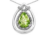 Tommaso Design™ Pear Shape 8x6mm Genuine Peridot and Diamond Pendant