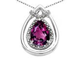 Tommaso Design™ Pear Shape 8x6mm Genuine Rhodolite and Diamond Pendant