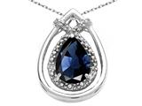 Tommaso Design™ Pear Shape 8x6mm Genuine Sapphire and Diamond Pendant