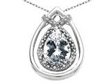 Tommaso Design™ Pear Shape 8x6mm Genuine White Topaz and Diamond Pendant