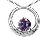 Tommaso Design™ Round 6mm Simulated Alexandrite and Diamond Circle Pendant