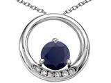 Tommaso Design™ Round 6mm Genuine Black Sapphire and Diamond Circle Pendant