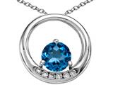 Tommaso Design™ Round 6mm Genuine Blue Topaz and Diamond Circle Pendant