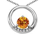 Tommaso Design™ Round 6mm Genuine Citrine and Diamond Circle Pendant