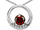 Tommaso Design™ Round 6mm Genuine Garnet and Diamond Circle Pendant