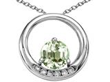 Tommaso Design™ Round 6mm Genuine Green Amethyst and Diamond Circle Pendant