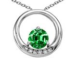 Tommaso Design™ Round 6mm Simulated Emerald And Diamond Circle Pendant
