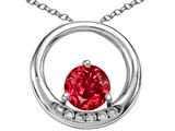 Tommaso Design™ Round 6mm Created Ruby and Diamond Circle Pendant