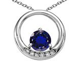Tommaso Design™ Round 6mm Created Sapphire and Diamond Circle Pendant
