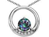 Tommaso Design™ Round 6mm Rainbow Mystic Topaz and Diamond Circle Pendant
