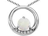 Tommaso Design™ Round 6mm Genuine Opal and Diamond Circle Pendant