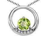 Tommaso Design™ Round 6mm Genuine Peridot and Diamond Circle Pendant