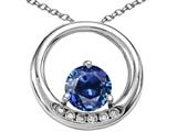 Tommaso Design™ Round 6mm Genuine Sapphire and Diamond Circle Pendant