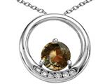 Tommaso Design™ Round 6mm Genuine Smoky Quartz and Diamond Circle Pendant