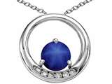 Tommaso Design™ Round 6mm Created Star Sapphire and Diamond Circle Pendant