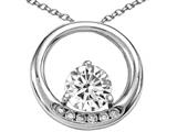 Tommaso Design™ Round 6mm Genuine White Topaz and Diamond Circle Pendant