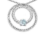Tommaso Design™ Round 3mm Genuine Aquamarine and Diamond Circle Pendant