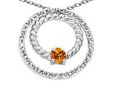 Tommaso Design™ Round 3mm Genuine Citrine and Diamond Circle Pendant
