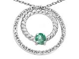 Tommaso Design™ Round 3mm Genuine Emerald and Diamond Circle Pendant