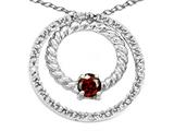 Tommaso Design™ Round 3mm Genuine Garnet and Diamond Circle Pendant