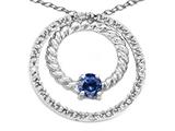 Tommaso Design™ Round 3mm Genuine Sapphire and Diamond Circle Pendant