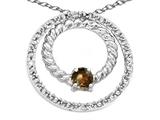 Tommaso Design™ Round 3mm Genuine Smoky Quartz and Diamond Circle Pendant