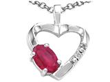 Tommaso Design™ Genuine Oval Ruby and Diamond Heart Pendant
