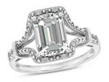 Tommaso Design™ Emerald Cut 8x6 mm Genuine White Topaz and Diamond Ring