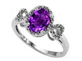 Tommaso Design™ Oval 8x6mm Genuine Amethyst and Diamond Ring