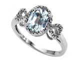 Tommaso Design™ Oval 8x6mm Genuine Aquamarine and Diamond Ring