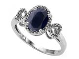 Tommaso Design™ Oval 8x6mm Genuine Black Sapphire and Diamond Ring