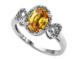 Tommaso Design™ Oval 8x6mm Genuine Citrine and Diamond Ring