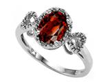 Tommaso Design™ Oval 8x6mm Genuine Garnet and Diamond Ring