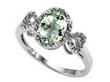 Tommaso Design™ Oval 8x6mm Genuine Green Amethyst and Diamond Ring