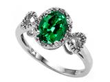 Tommaso Design™ Oval 8x6mm Simulated Emerald And Diamond Ring