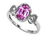 Tommaso Design™ Oval 8x6mm Created Pink Sapphire and Diamond Ring