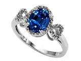 Tommaso Design™ Oval 8x6mm Created Sapphire and Diamond Ring
