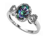 Tommaso Design™ Oval 8x6mm Mystic Rainbow Topaz and Diamond Ring