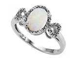 Tommaso Design™ Oval 8x6mm Genuine Opal and Diamond Ring
