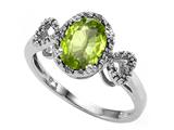 Tommaso Design™ Oval 8x6mm Genuine Peridot and Diamond Ring
