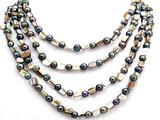 76 Inch Long Genuine Black Pearl and Mother of Pearl Necklace
