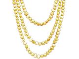 46 Inch Long Genuine Yellow Dyed Pearl Necklace